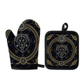 Vintage Leo Zodiac Sign Print Oven Mitt And Pot Holder Set