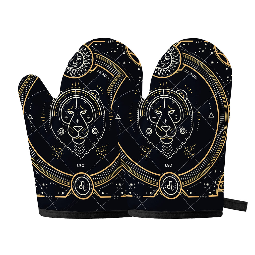 Vintage Leo Zodiac Sign Print Oven Mitts