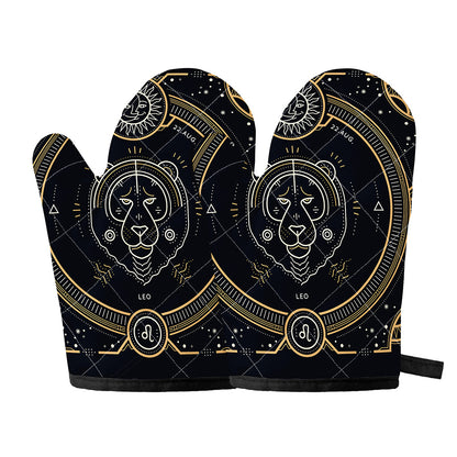 Vintage Leo Zodiac Sign Print Oven Mitts