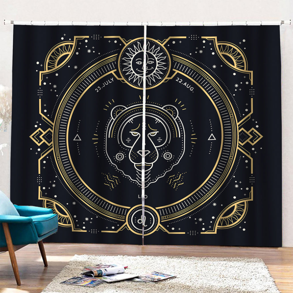 Vintage Leo Zodiac Sign Print Pencil Pleat Curtains