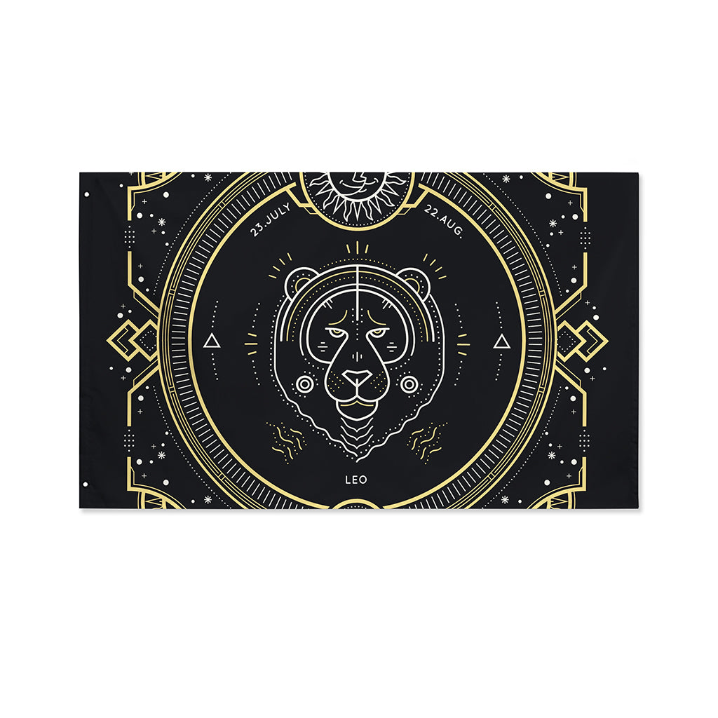 Vintage Leo Zodiac Sign Print Polyester Flag