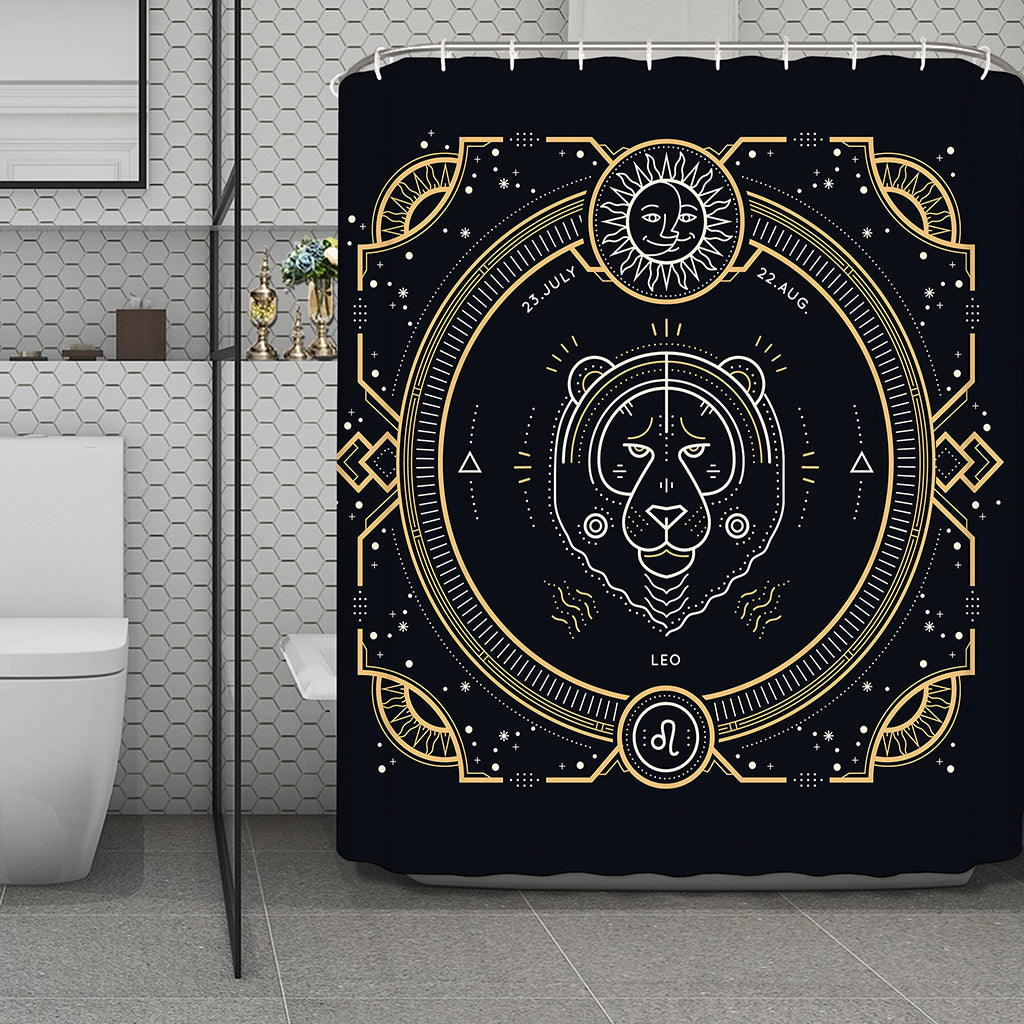 Vintage Leo Zodiac Sign Print Polyester Shower Curtain