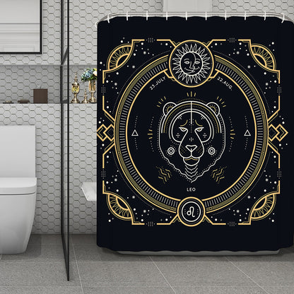 Vintage Leo Zodiac Sign Print Polyester Shower Curtain