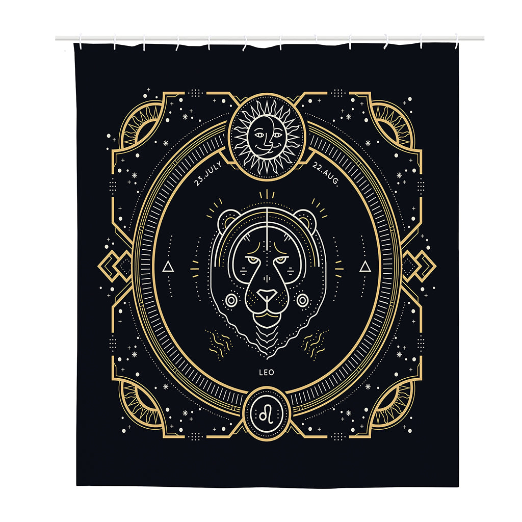 Vintage Leo Zodiac Sign Print Polyester Shower Curtain
