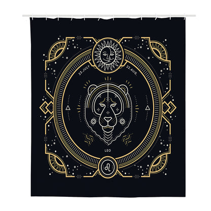 Vintage Leo Zodiac Sign Print Polyester Shower Curtain