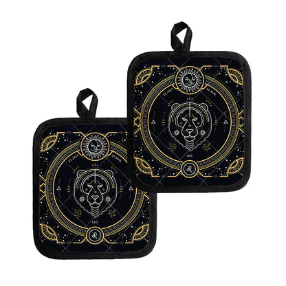 Vintage Leo Zodiac Sign Print Pot Holders