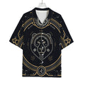 Vintage Leo Zodiac Sign Print Rayon Hawaiian Shirt