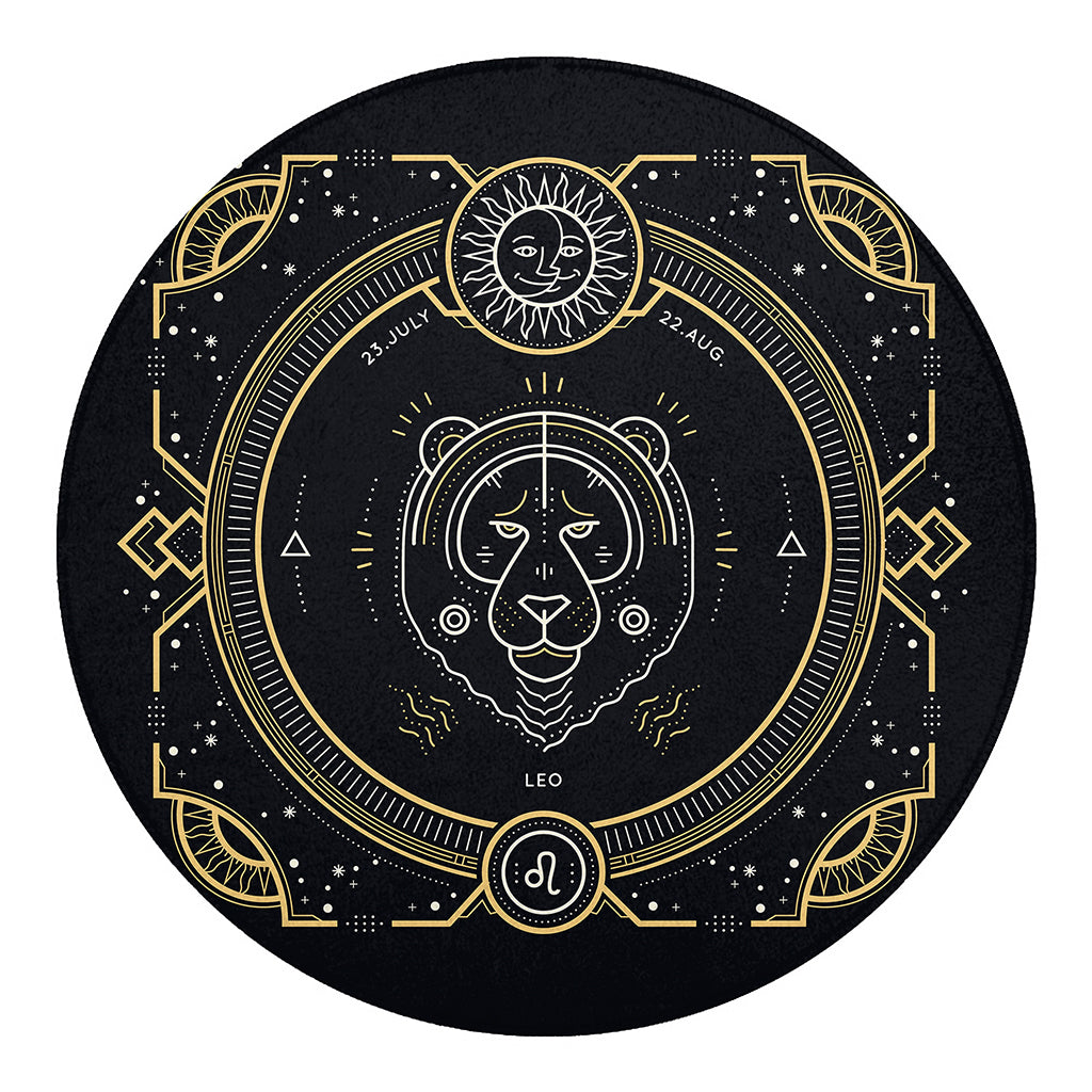 Vintage Leo Zodiac Sign Print Round Blanket