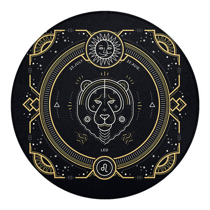 Vintage Leo Zodiac Sign Print Round Blanket