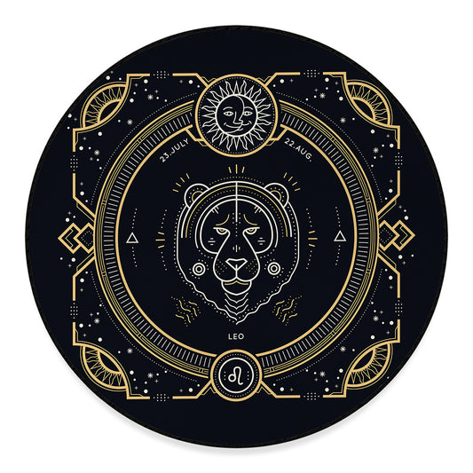 Vintage Leo Zodiac Sign Print Round Floor Mat