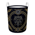 Vintage Leo Zodiac Sign Print Round Laundry Basket