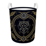 Vintage Leo Zodiac Sign Print Round Laundry Basket