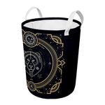 Vintage Leo Zodiac Sign Print Round Laundry Basket