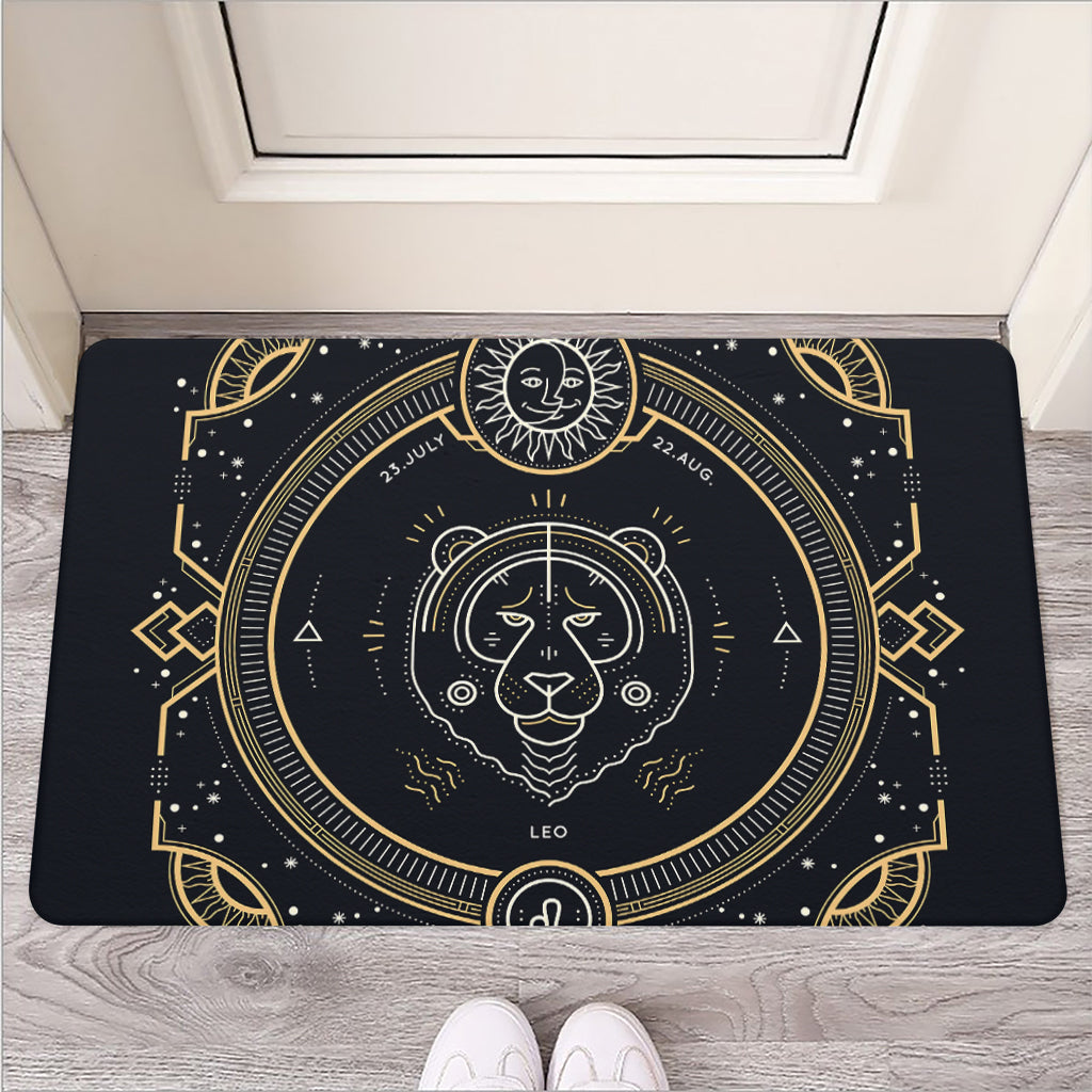 Vintage Leo Zodiac Sign Print Rubber Doormat