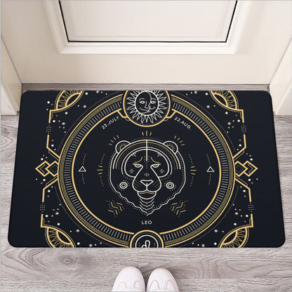 Vintage Leo Zodiac Sign Print Rubber Doormat