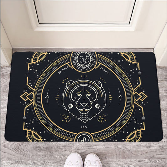 Vintage Leo Zodiac Sign Print Rubber Doormat
