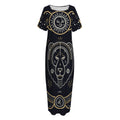 Vintage Leo Zodiac Sign Print Short Sleeve Long Nightdress