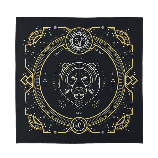 Vintage Leo Zodiac Sign Print Silk Bandana
