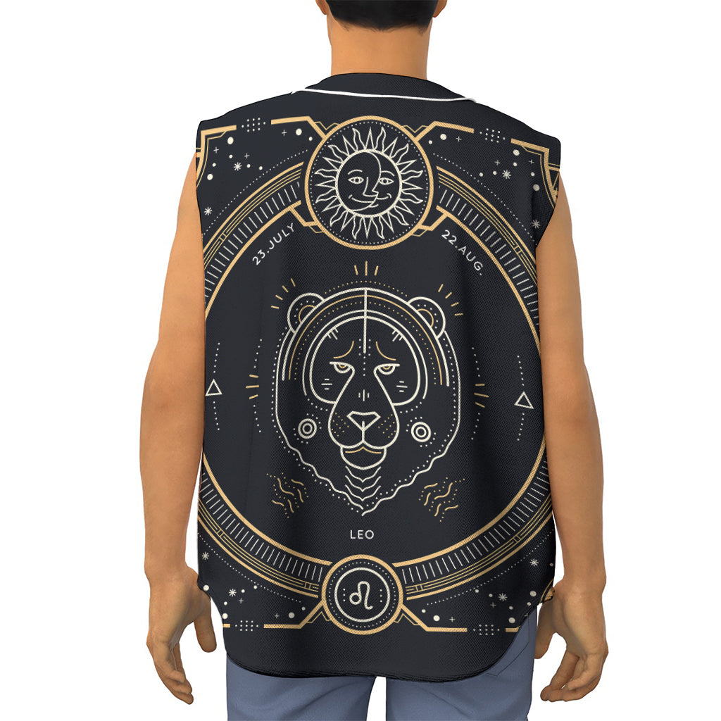 Vintage Leo Zodiac Sign Print Sleeveless Baseball Jersey