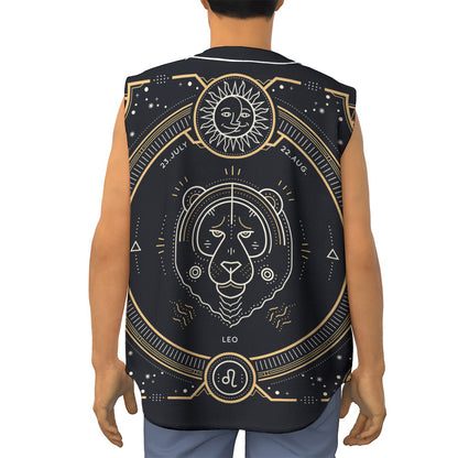 Vintage Leo Zodiac Sign Print Sleeveless Baseball Jersey