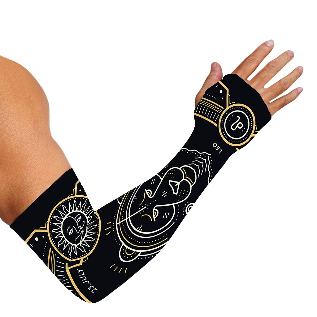 Vintage Leo Zodiac Sign Print Sun Protection Arm Sleeves