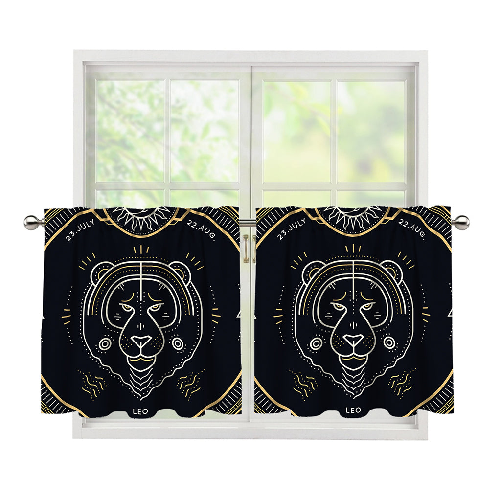 Vintage Leo Zodiac Sign Print Tier Curtains