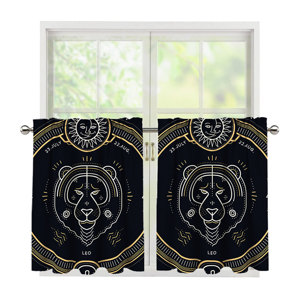 Vintage Leo Zodiac Sign Print Tier Curtains