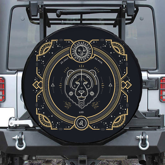 Vintage Leo Zodiac Sign Print Tire Cover