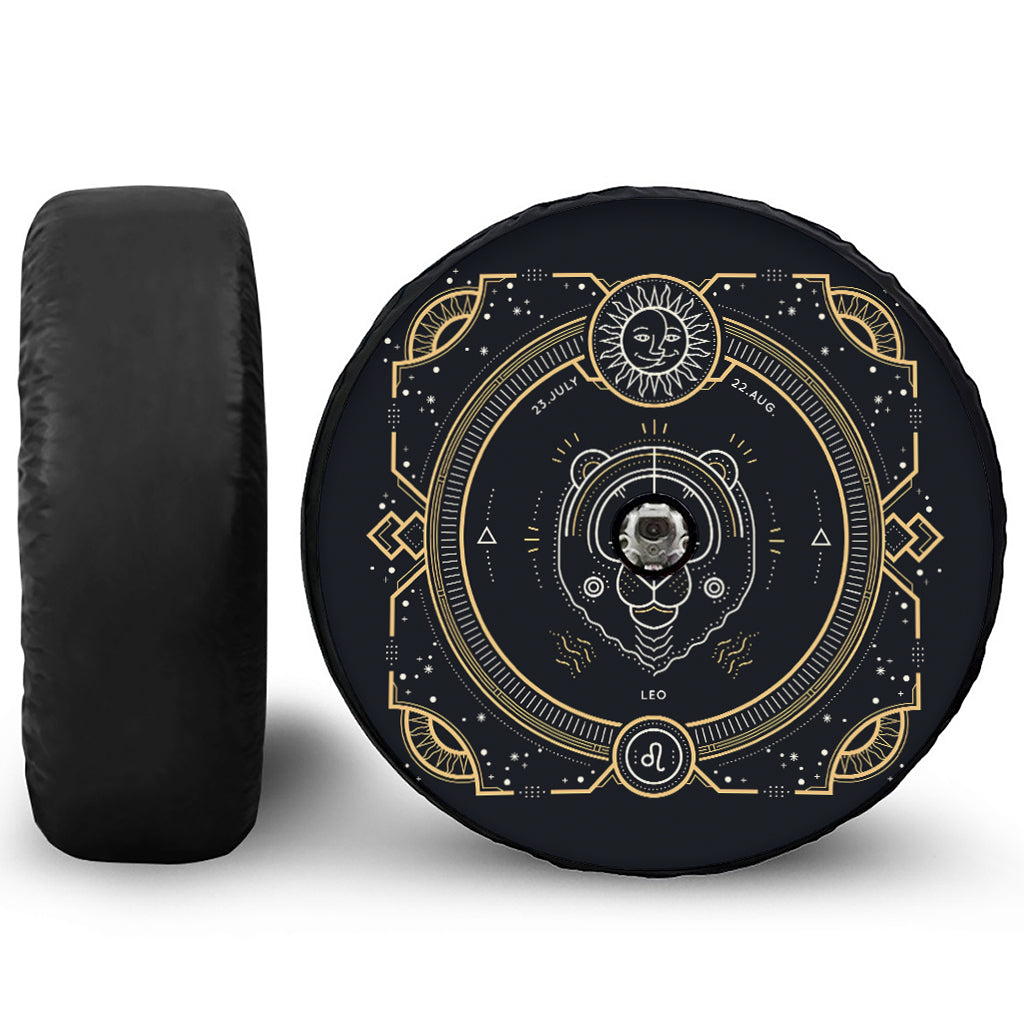Vintage Leo Zodiac Sign Print Tire Cover With Camera Hole