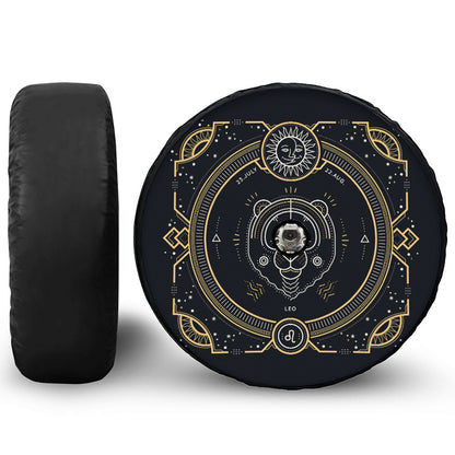 Vintage Leo Zodiac Sign Print Tire Cover With Camera Hole