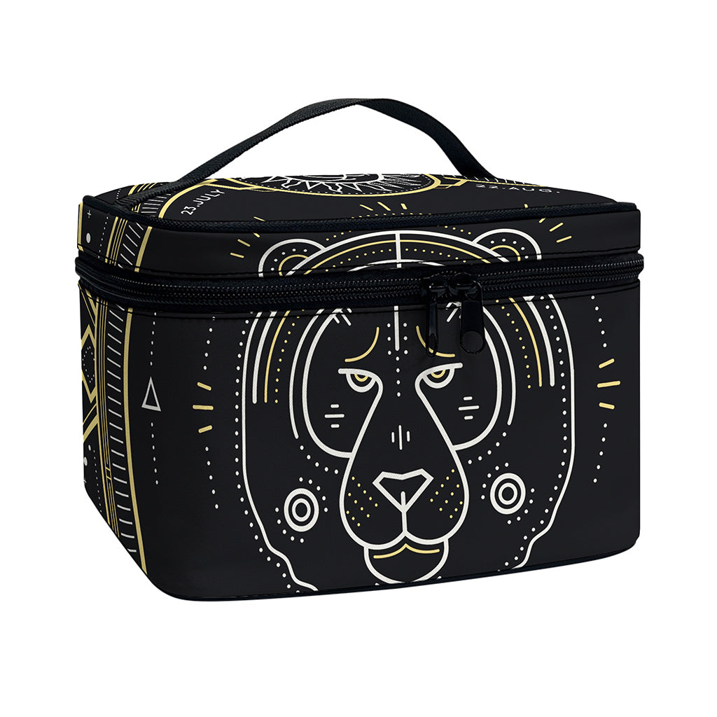 Vintage Leo Zodiac Sign Print Travel Makeup Bag