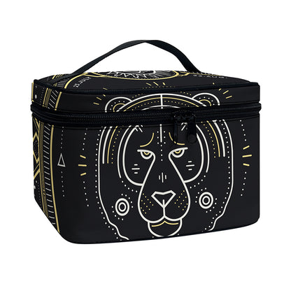 Vintage Leo Zodiac Sign Print Travel Makeup Bag