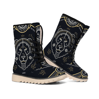 Vintage Leo Zodiac Sign Print Winter Boots
