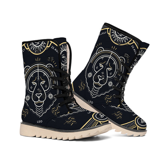 Vintage Leo Zodiac Sign Print Winter Boots