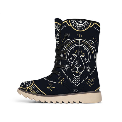 Vintage Leo Zodiac Sign Print Winter Boots
