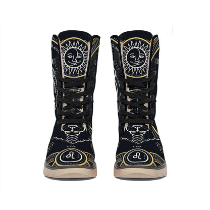 Vintage Leo Zodiac Sign Print Winter Boots