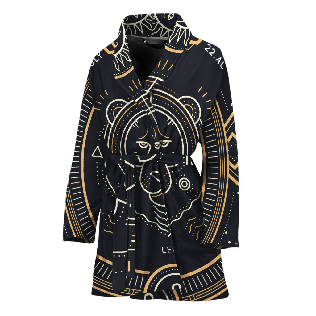 Vintage Leo Zodiac Sign Print Women's Bathrobe