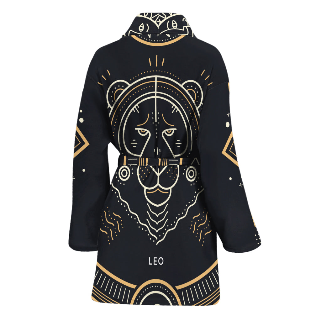 Vintage Leo Zodiac Sign Print Women's Bathrobe
