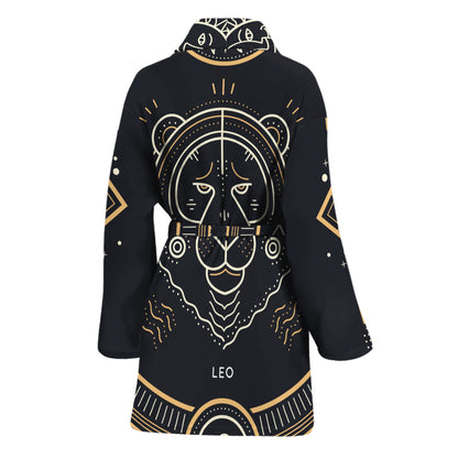 Vintage Leo Zodiac Sign Print Women's Bathrobe