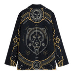 Vintage Leo Zodiac Sign Print Women's Cotton Blazer