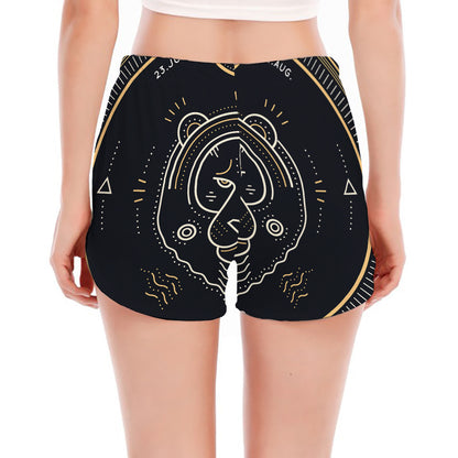 Vintage Leo Zodiac Sign Print Women's Split Running Shorts