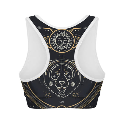 Vintage Leo Zodiac Sign Print Women's Sports Bra