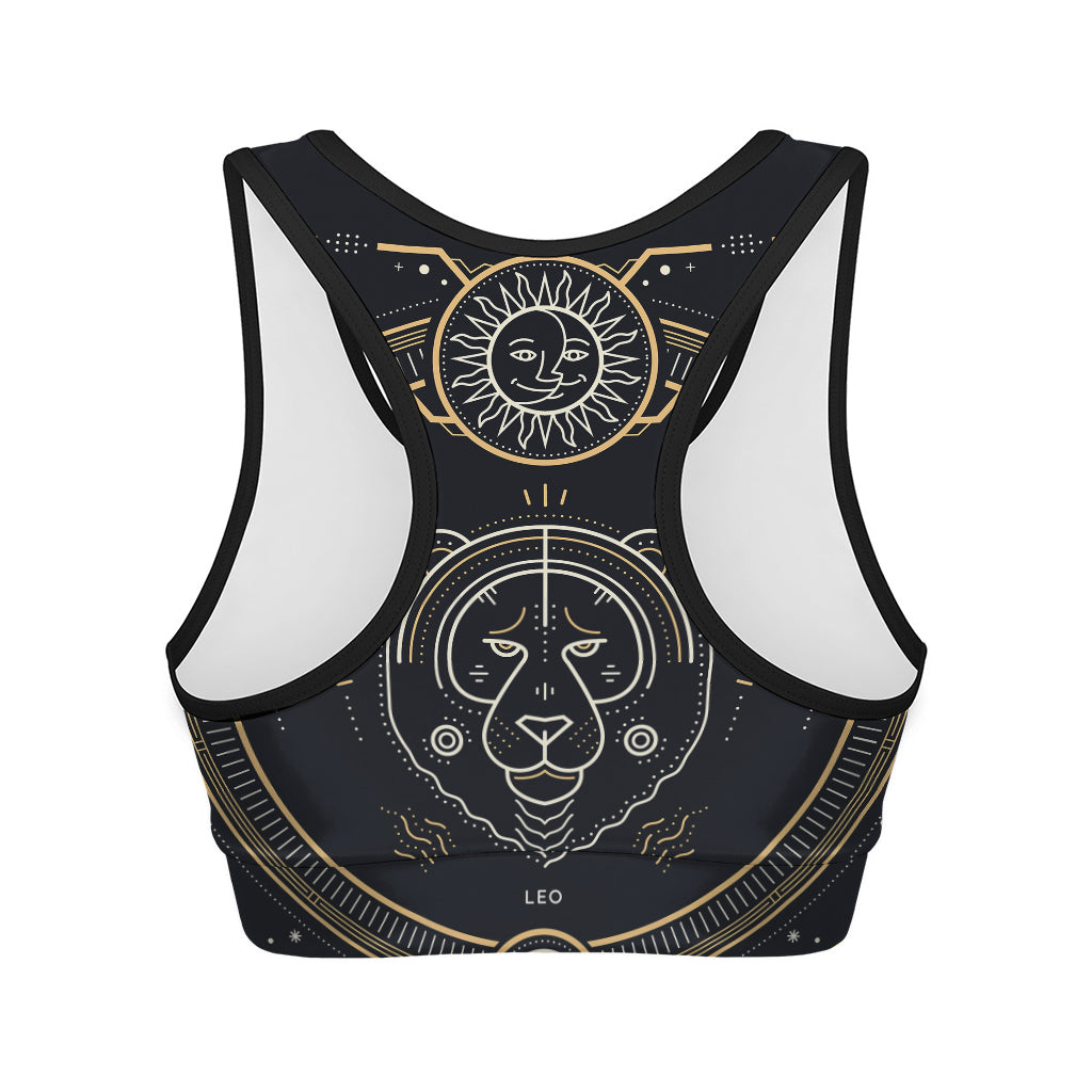 Vintage Leo Zodiac Sign Print Women's Sports Bra