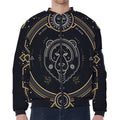 Vintage Leo Zodiac Sign Print Zip Sleeve Bomber Jacket