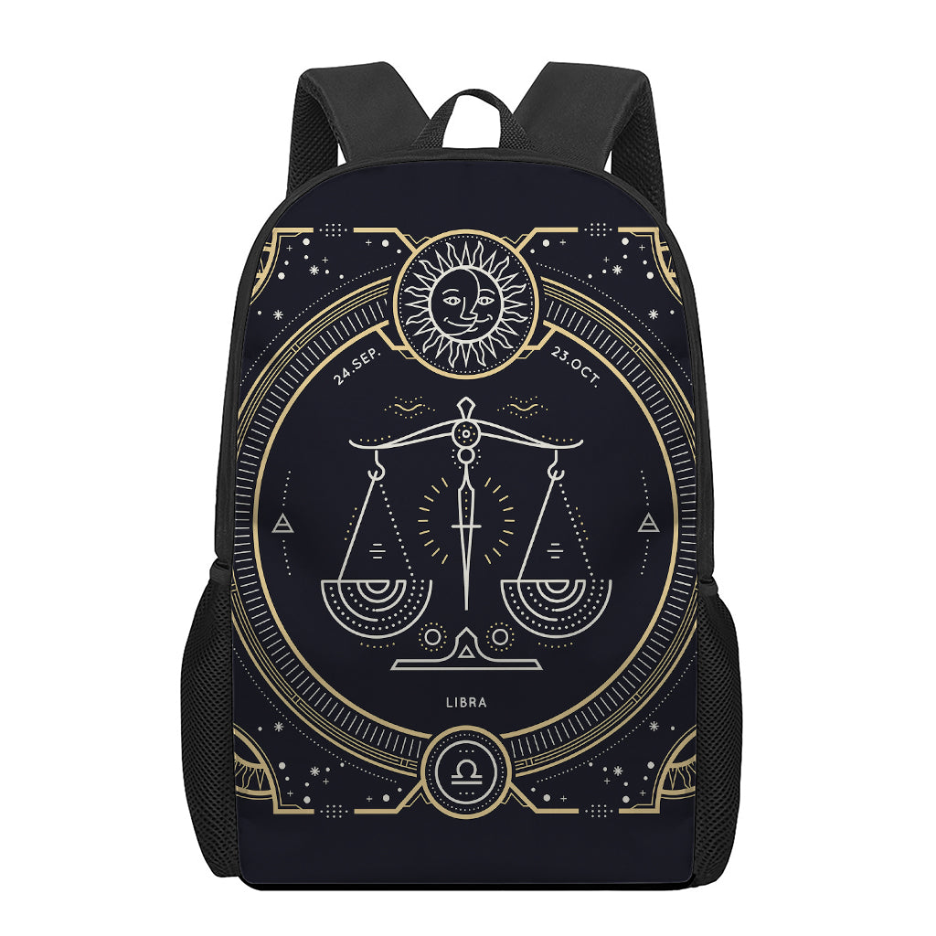 Vintage Libra Zodiac Sign Print 17 Inch Backpack