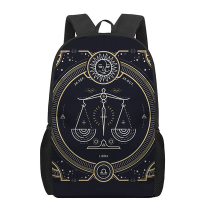Vintage Libra Zodiac Sign Print 17 Inch Backpack