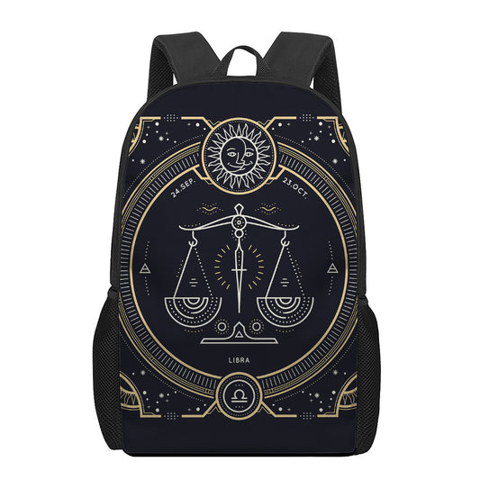 Vintage Libra Zodiac Sign Print 17 Inch Backpack