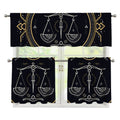 Vintage Libra Zodiac Sign Print 3 Piece Kitchen Curtains