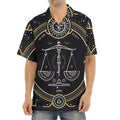 Vintage Libra Zodiac Sign Print Aloha Shirt