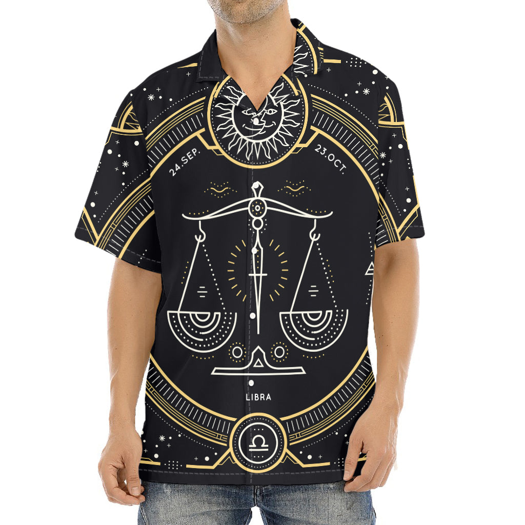 Vintage Libra Zodiac Sign Print Aloha Shirt